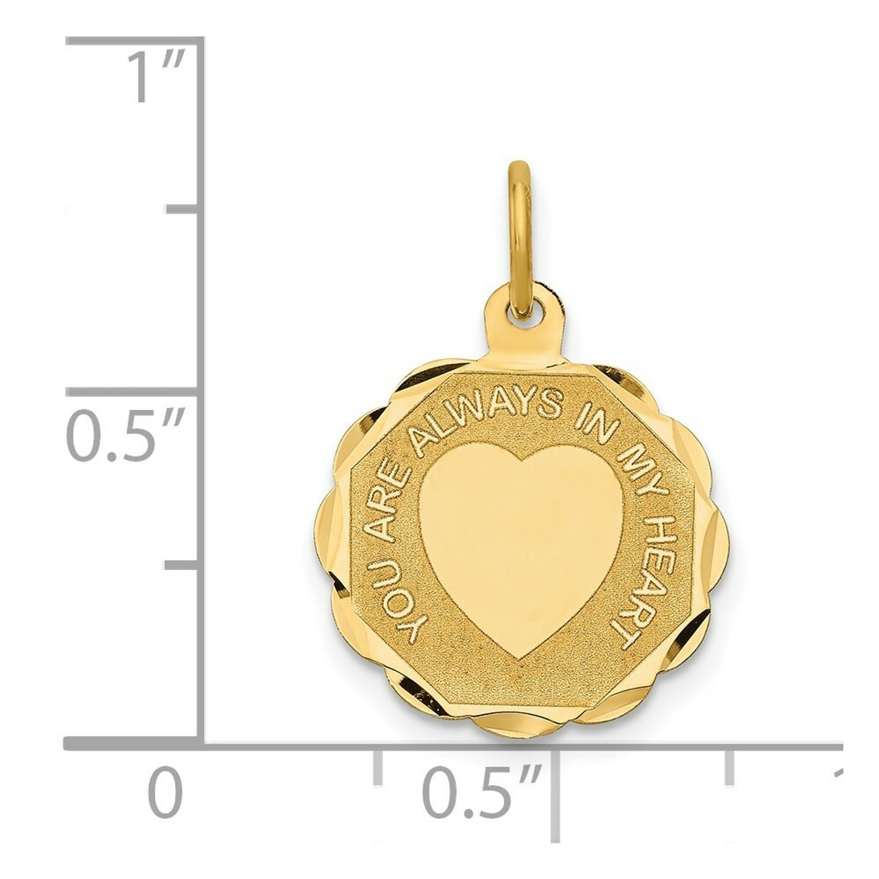 14K Yellow Gold You Are Always In My Heart Charm Pendant - (A98-664)