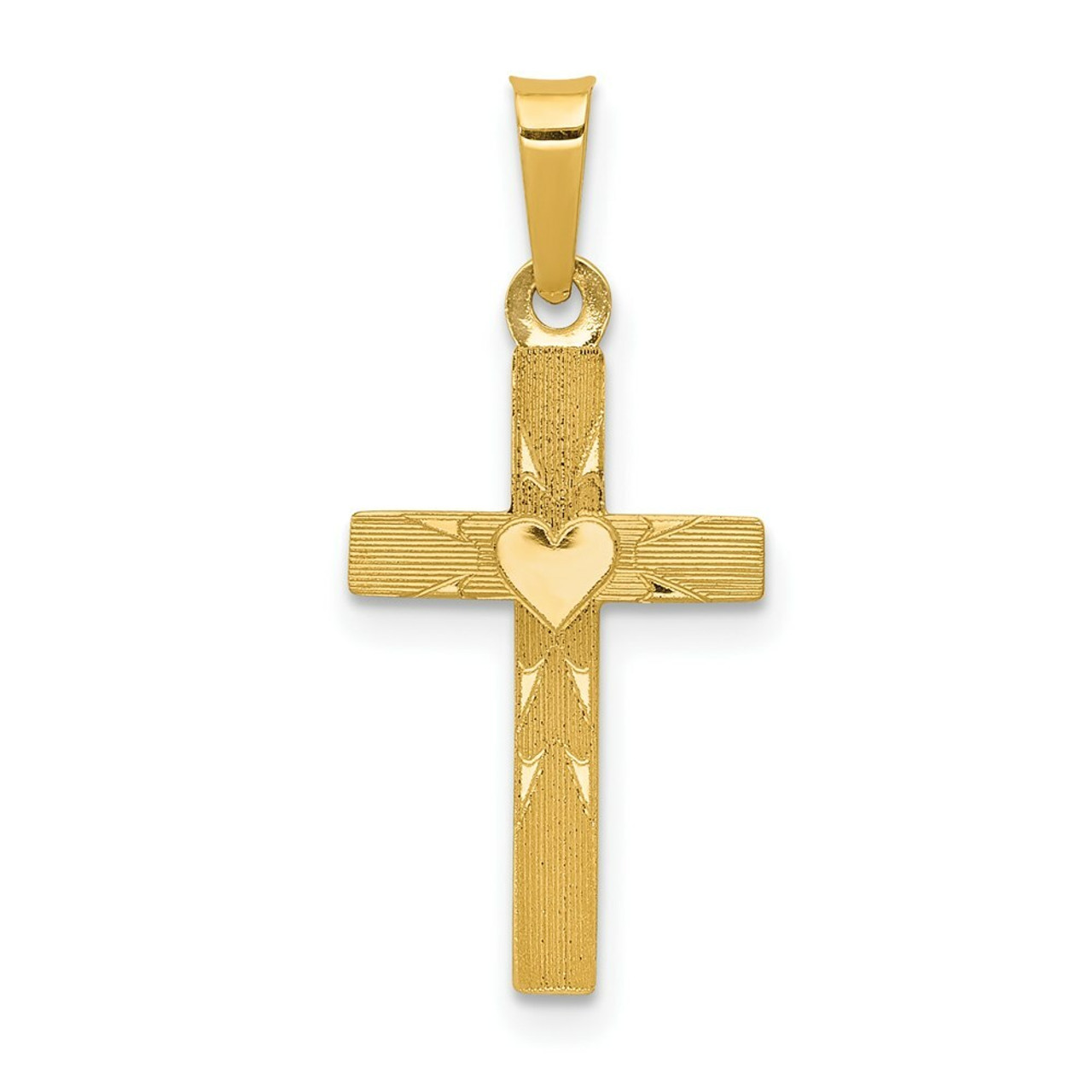 14K Yellow Gold Small Hollow Cross Charm - (B11-166)