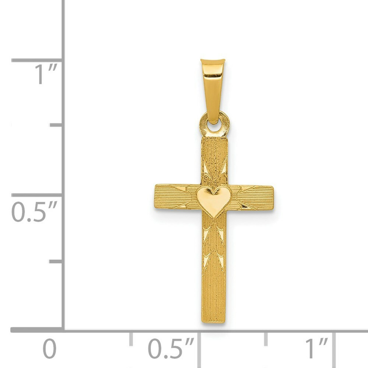 14K Yellow Gold Small Hollow Cross Charm - (B11-166)