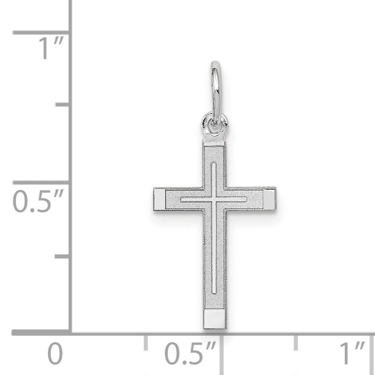14K White Gold Laser Designed Cross Charm 23mm length - (B11-508)