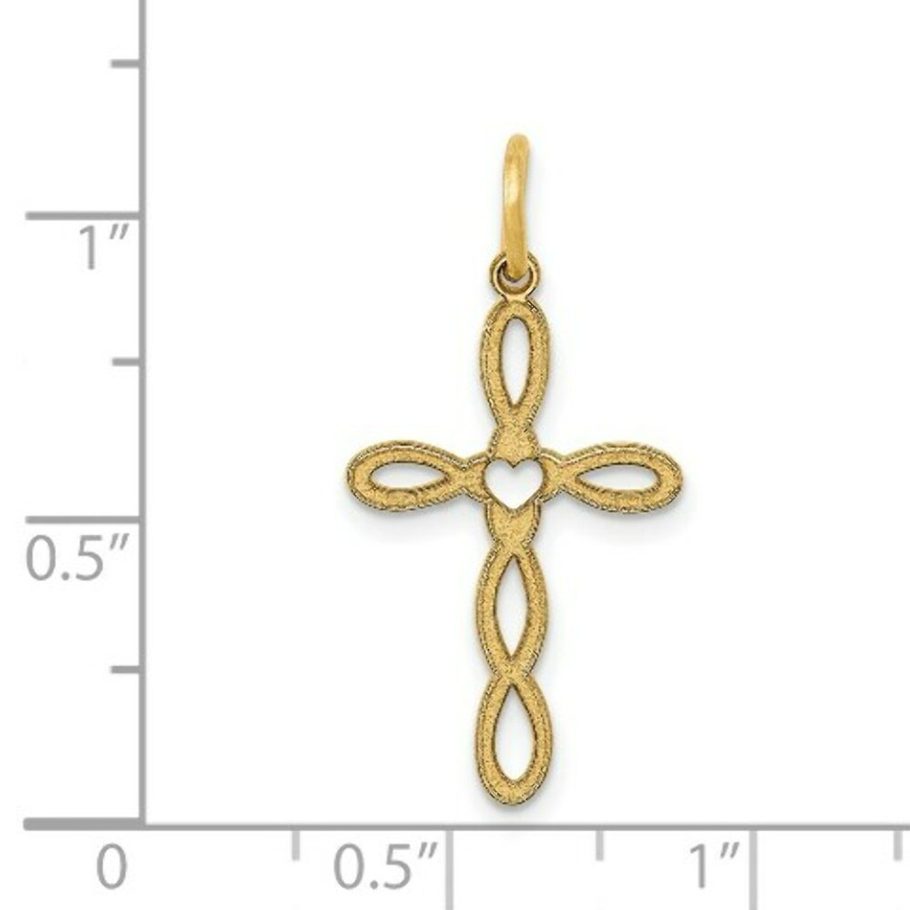 14K Yellow Gold Laser Designed Cross Pendant 27mm length - (B11-525)