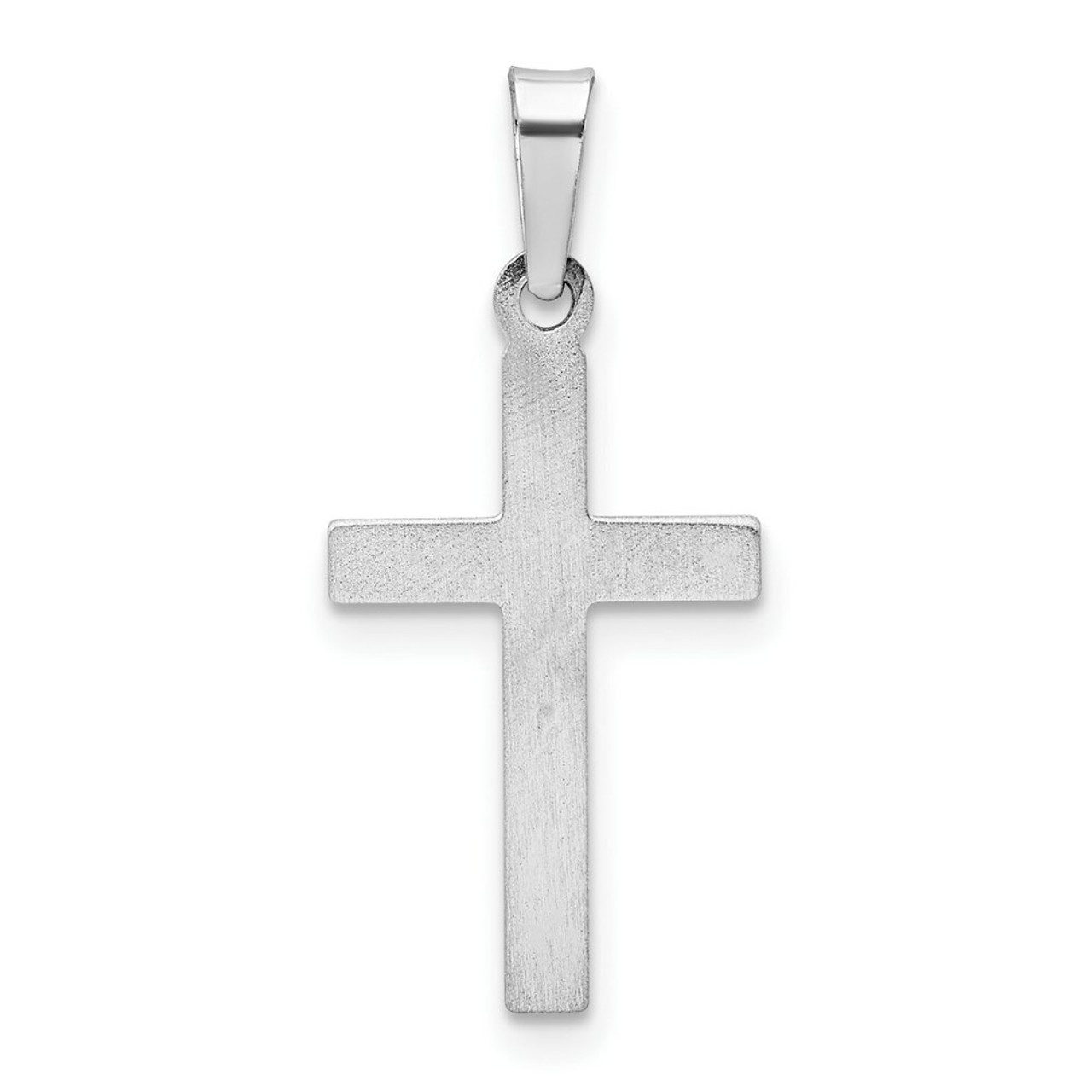 14K White Gold Polished Hollow Latin Cross Pendant - (B11-526)