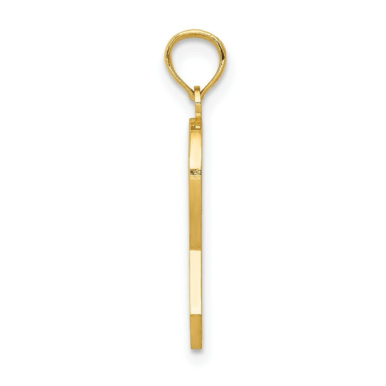 14K Yellow Gold Pink Enameled Awareness Ribbon Pendant - (B11-865)