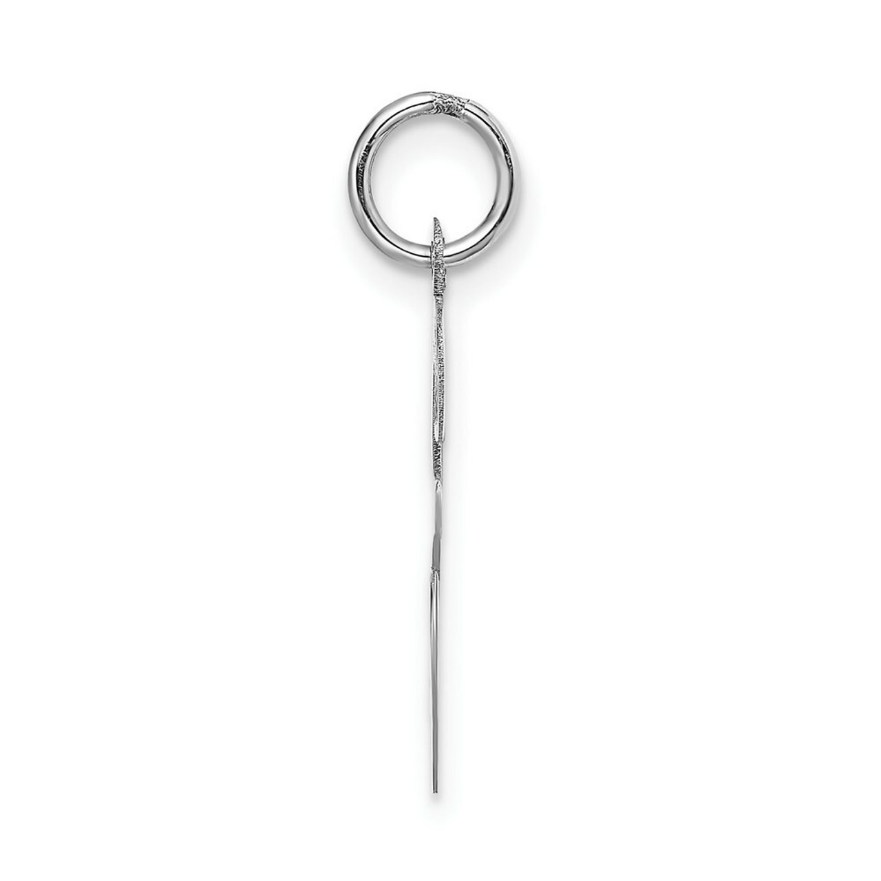 14K White Gold Large Script Initial Letter E Charm Pendant - (B13-492)