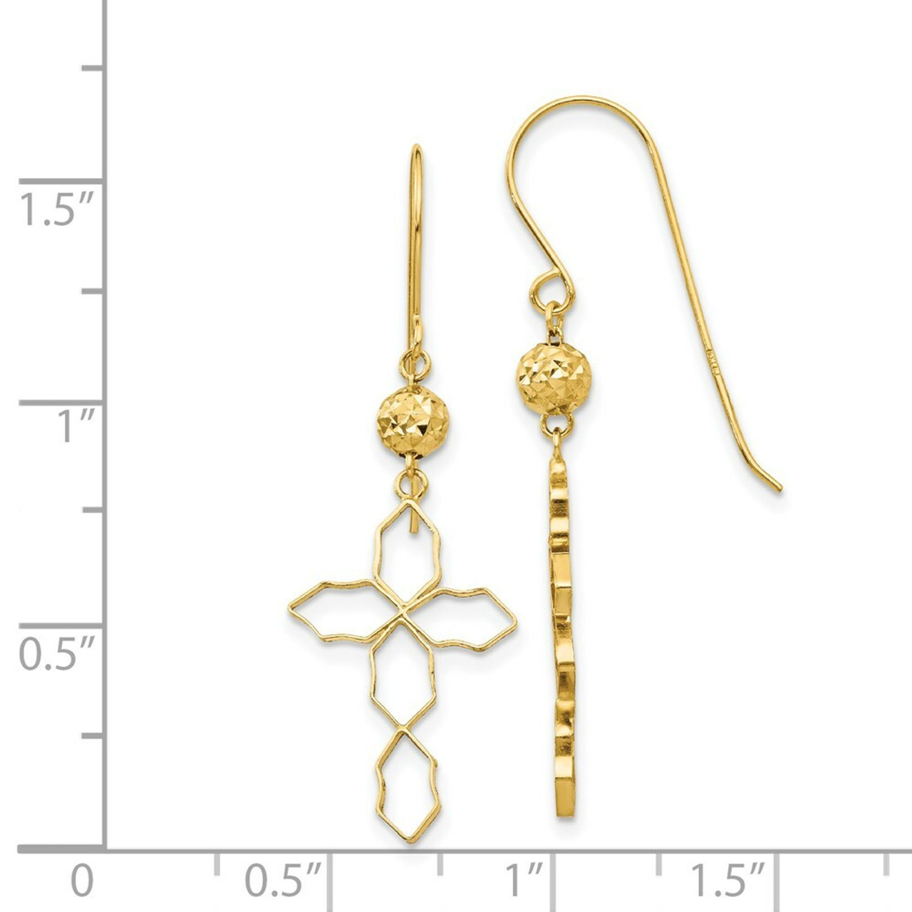 14K Yellow Gold Cross Earrings - (B42-314)