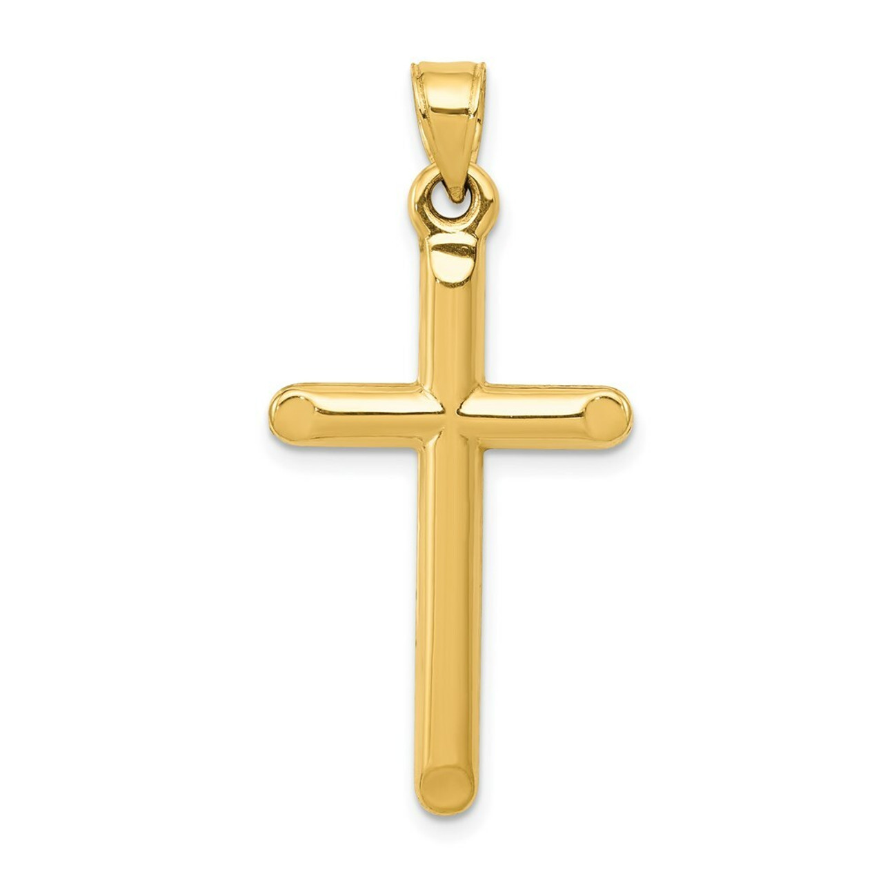 14K Yellow Gold 3-D Hollow Cross Pendant - (A83-284)