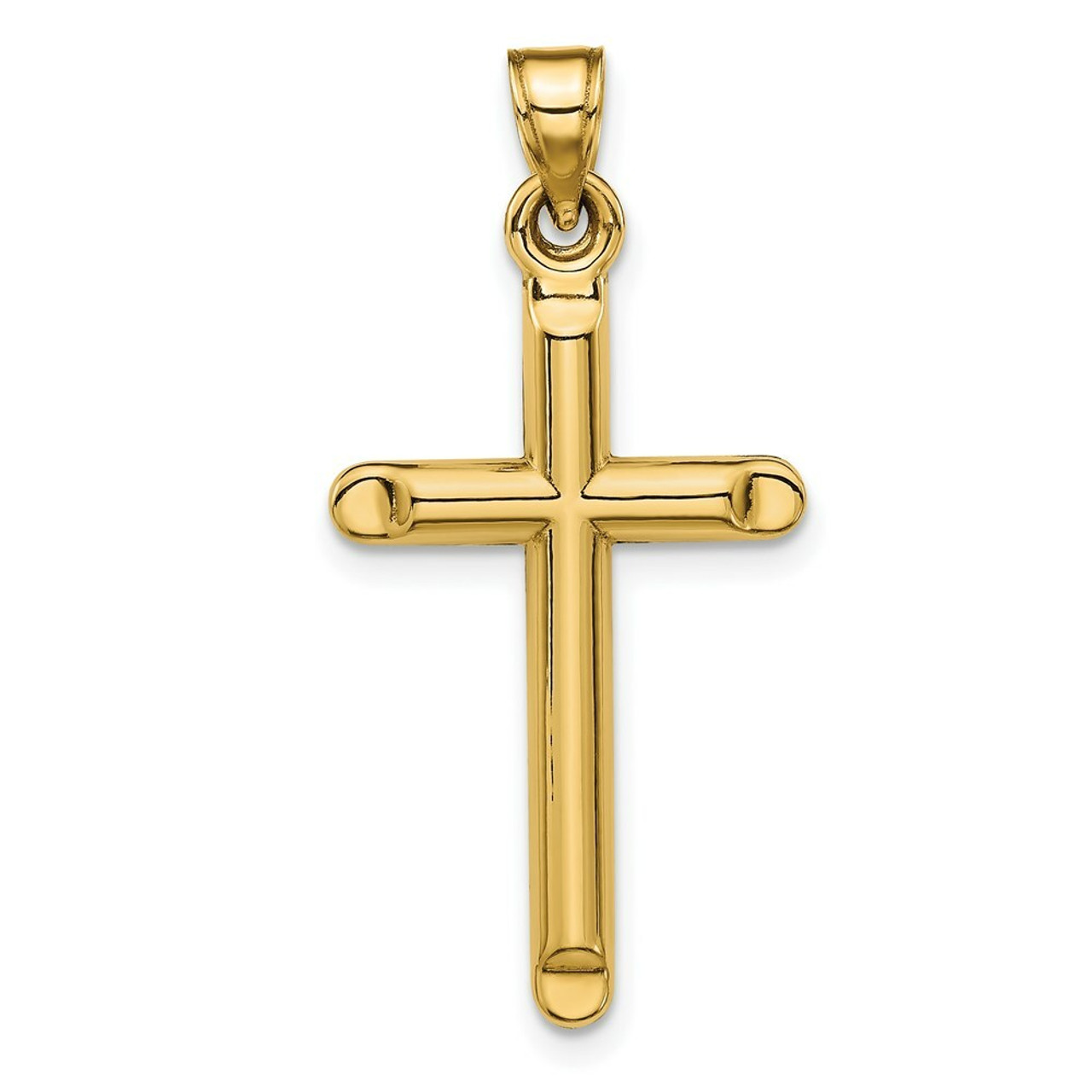 14K Yellow Gold 3-D Hollow Cross Pendant - (A83-284)