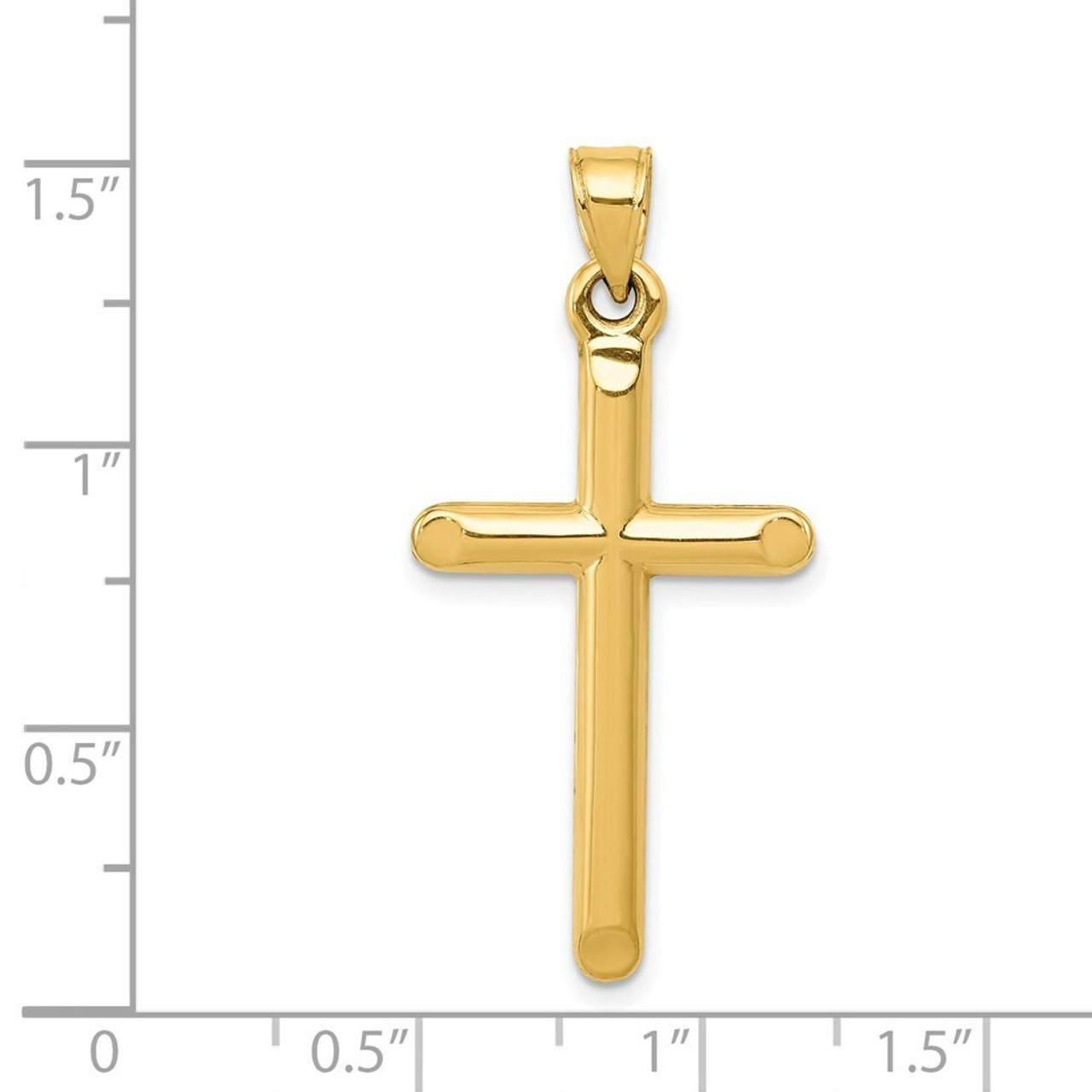 14K Yellow Gold 3-D Hollow Cross Pendant - (A83-284)