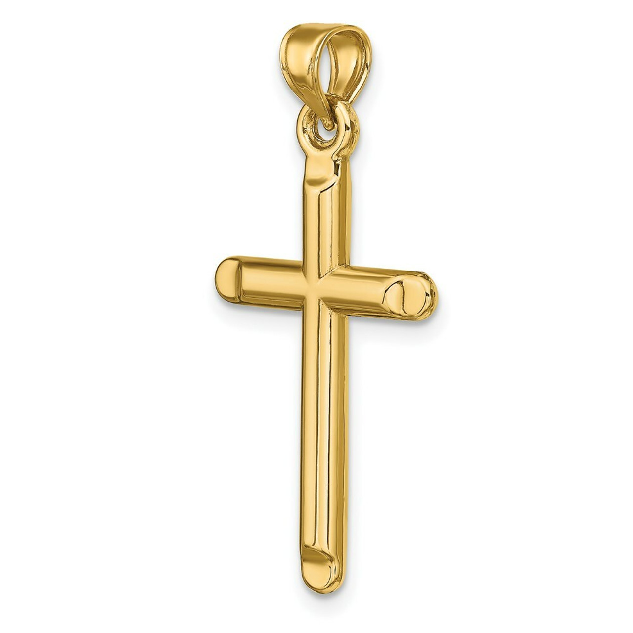 14K Yellow Gold 3-D Hollow Cross Pendant - (A83-284)