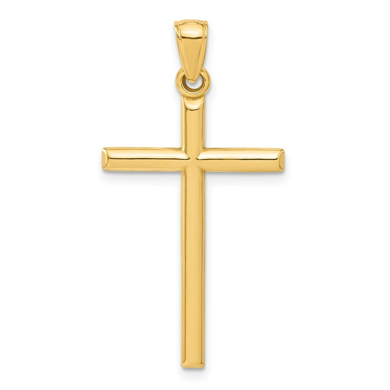 14K Yellow Gold Polished Hollow Cross Pendant - (A83-304)
