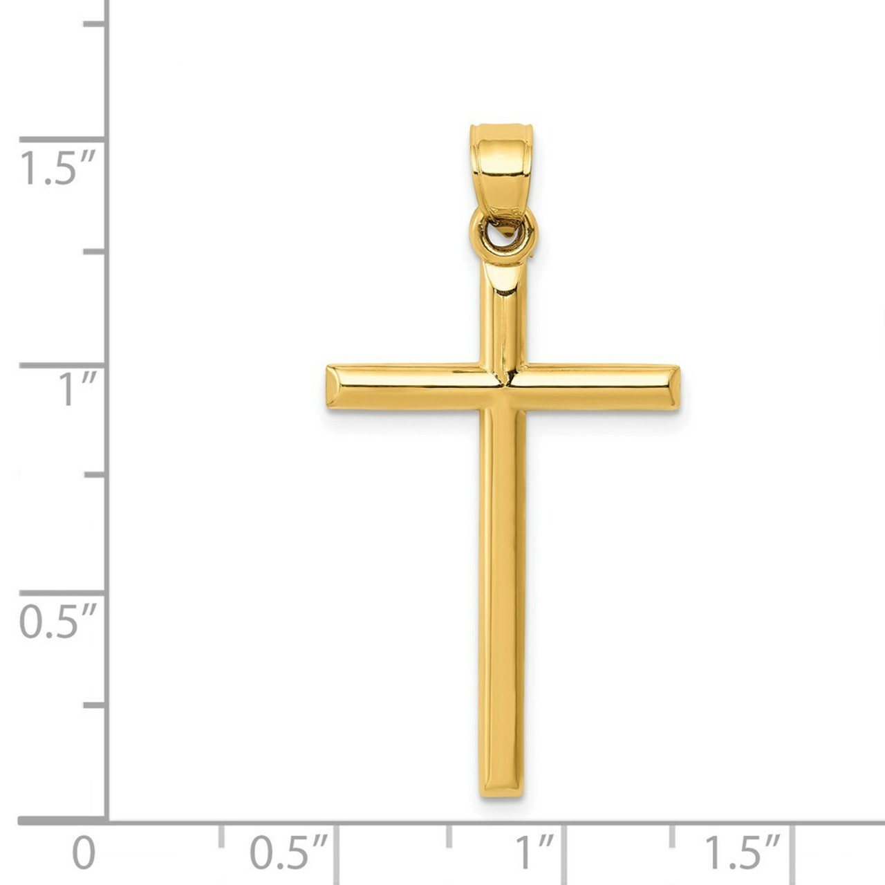 14K Yellow Gold Polished Hollow Cross Pendant - (A83-304)