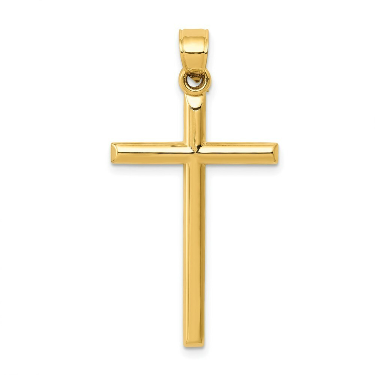 14K Yellow Gold Polished Hollow Cross Pendant - (A83-304)