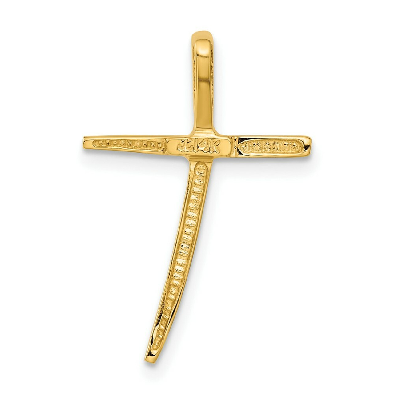14K Yellow Gold Polished Cross Pendant 28mm length - (A83-328)