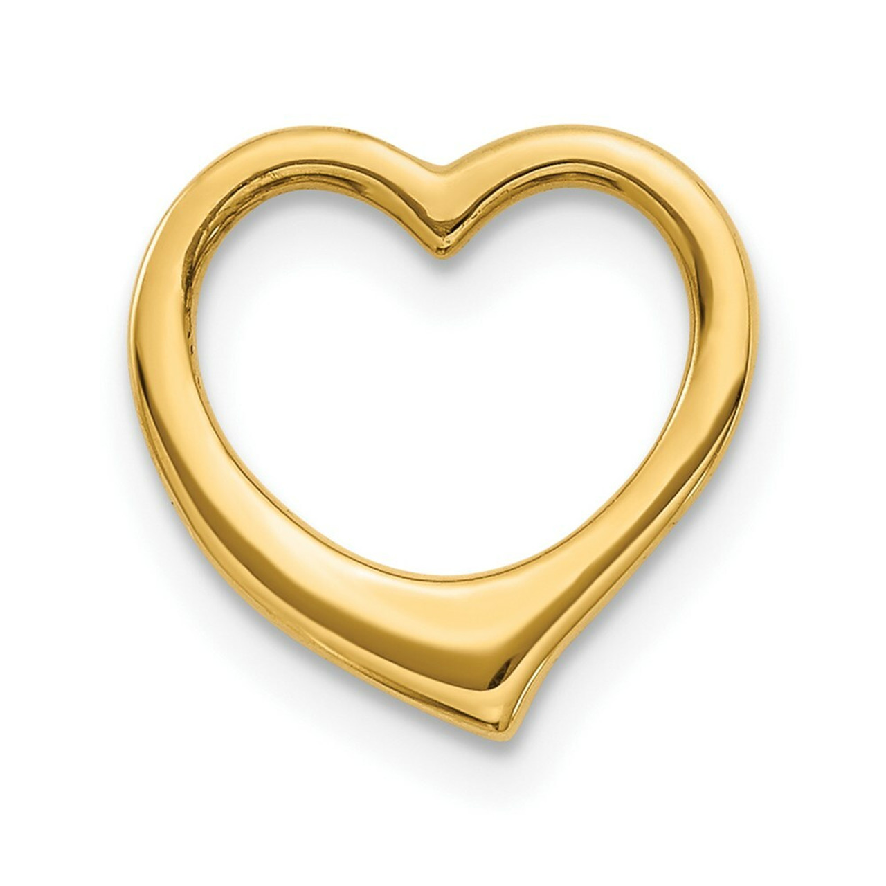 14K Yellow Gold 3-D Floating Heart Slide - (A83-337)