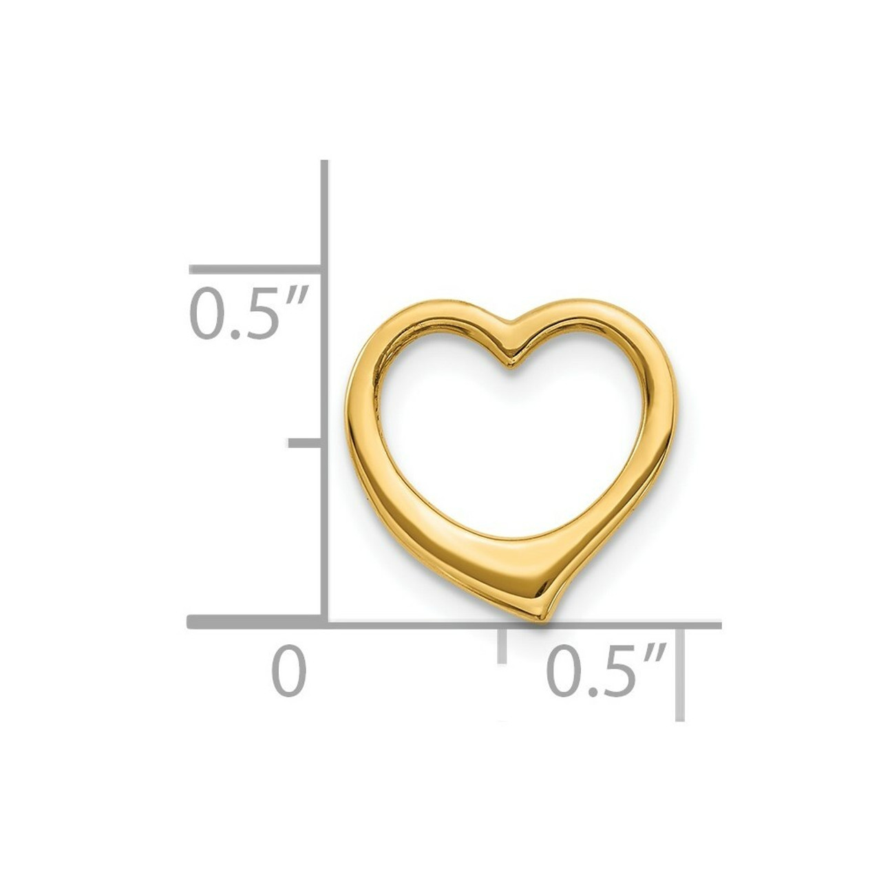 14K Yellow Gold 3-D Floating Heart Slide - (A83-337)