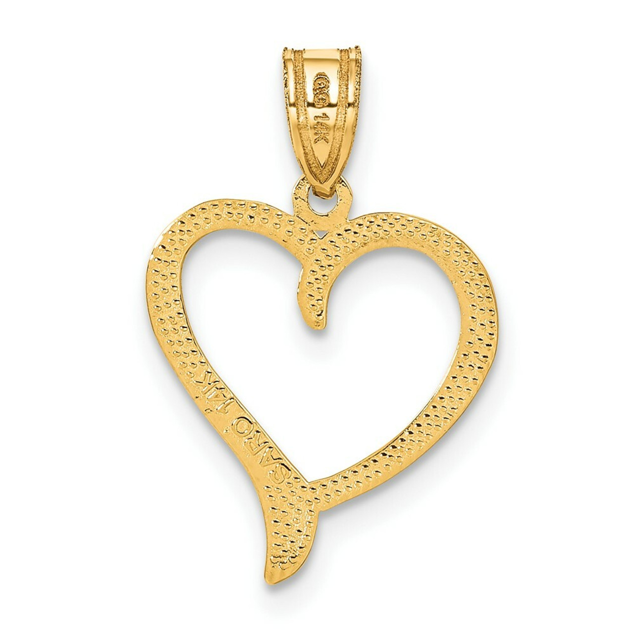 14K Yellow Gold Heart Charm 15mm Diameter - (A83-378)