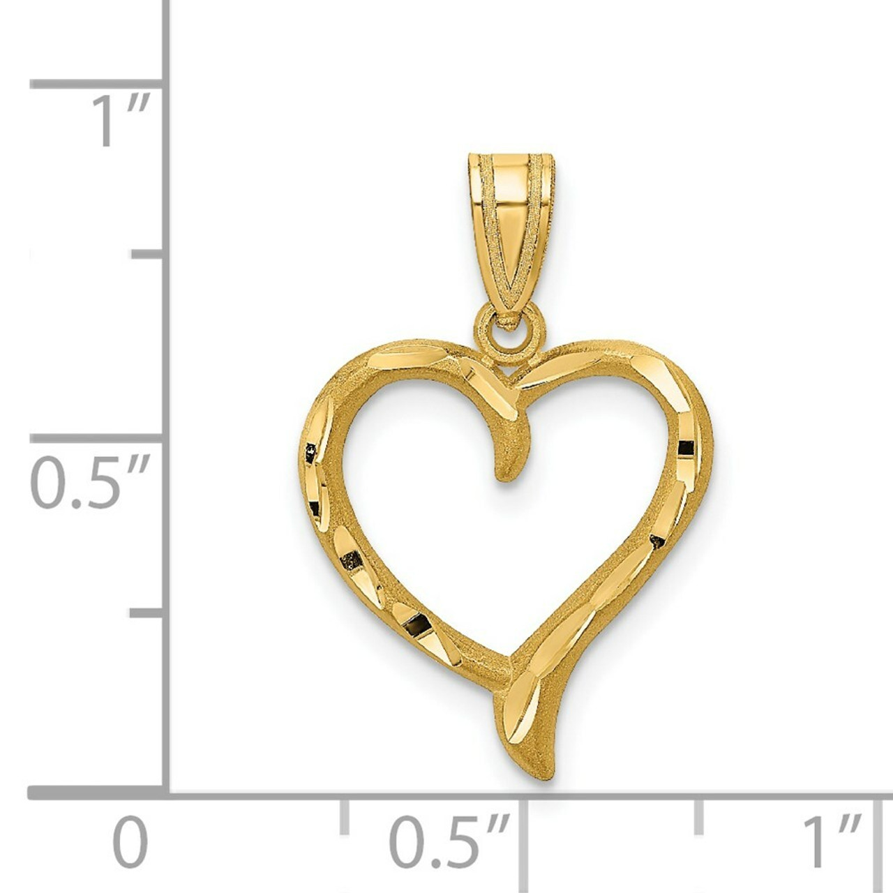 14K Yellow Gold Heart Charm 15mm Diameter - (A83-378)