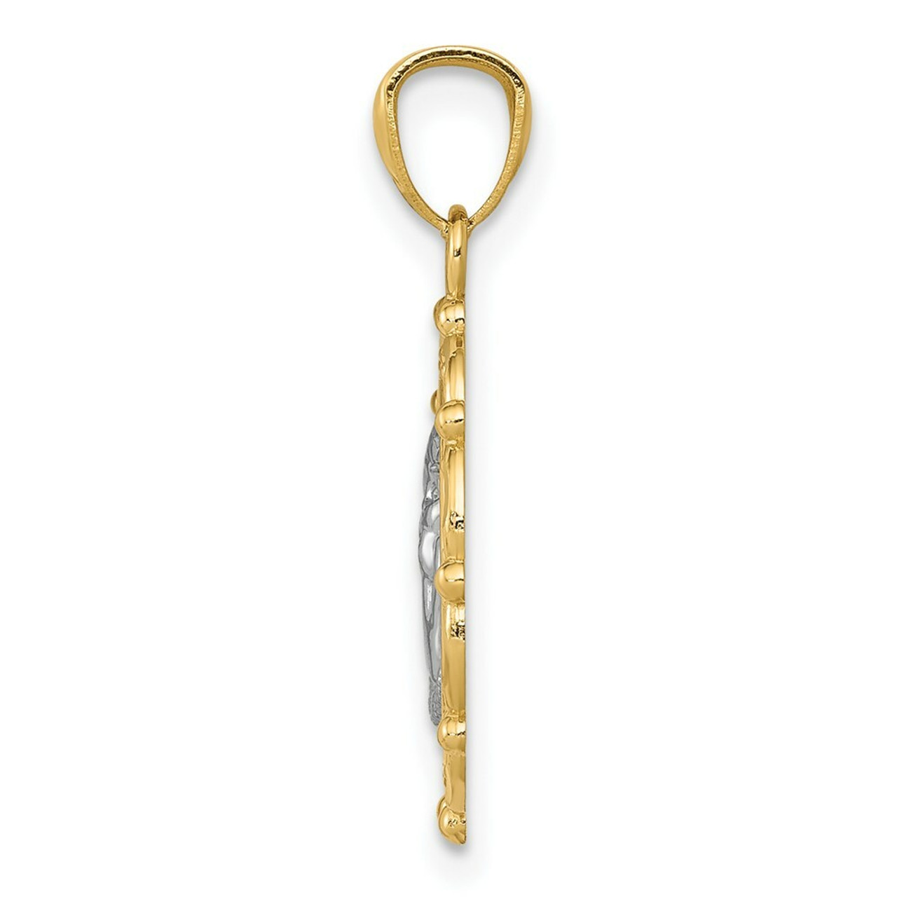 14K Yellow Gold w/Rhodium Angel Pendant - (A83-593)
