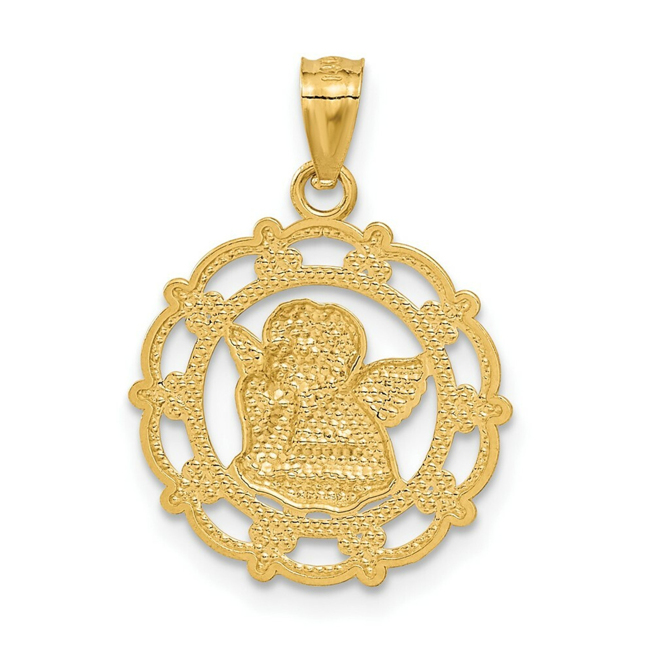 14K Yellow Gold w/Rhodium Angel Pendant - (A83-593)