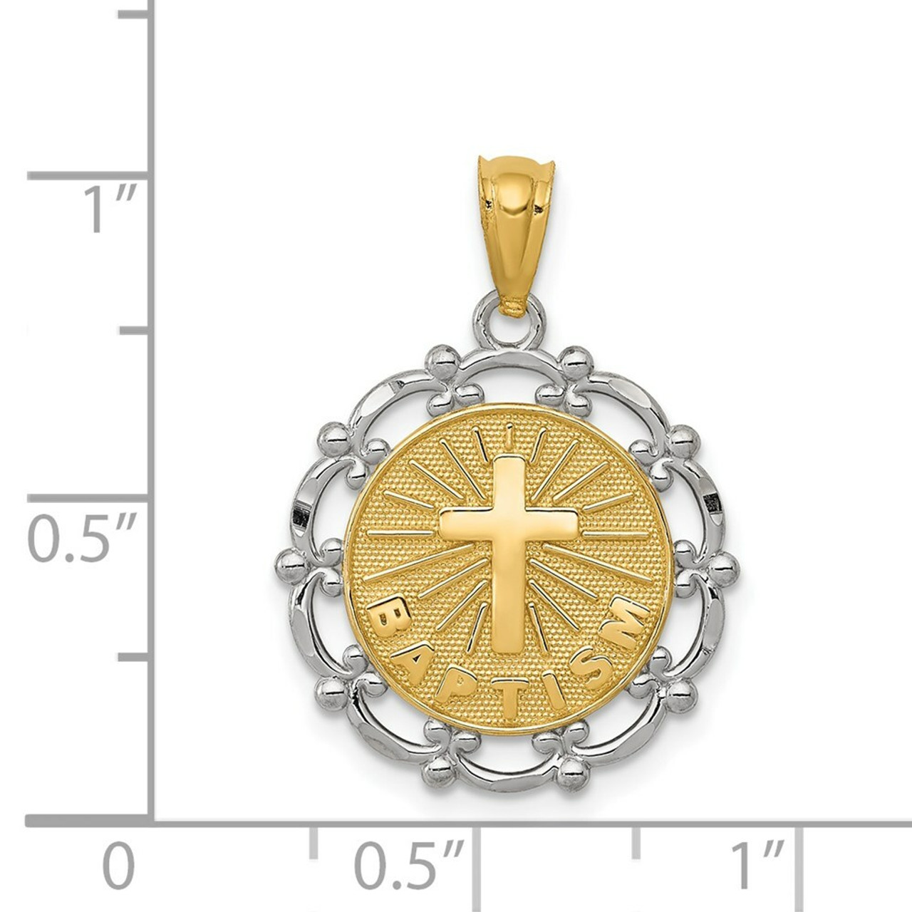14K Yellow Gold Yellow Gold Rhodium Plated Baptism Pendant - (A83-616)