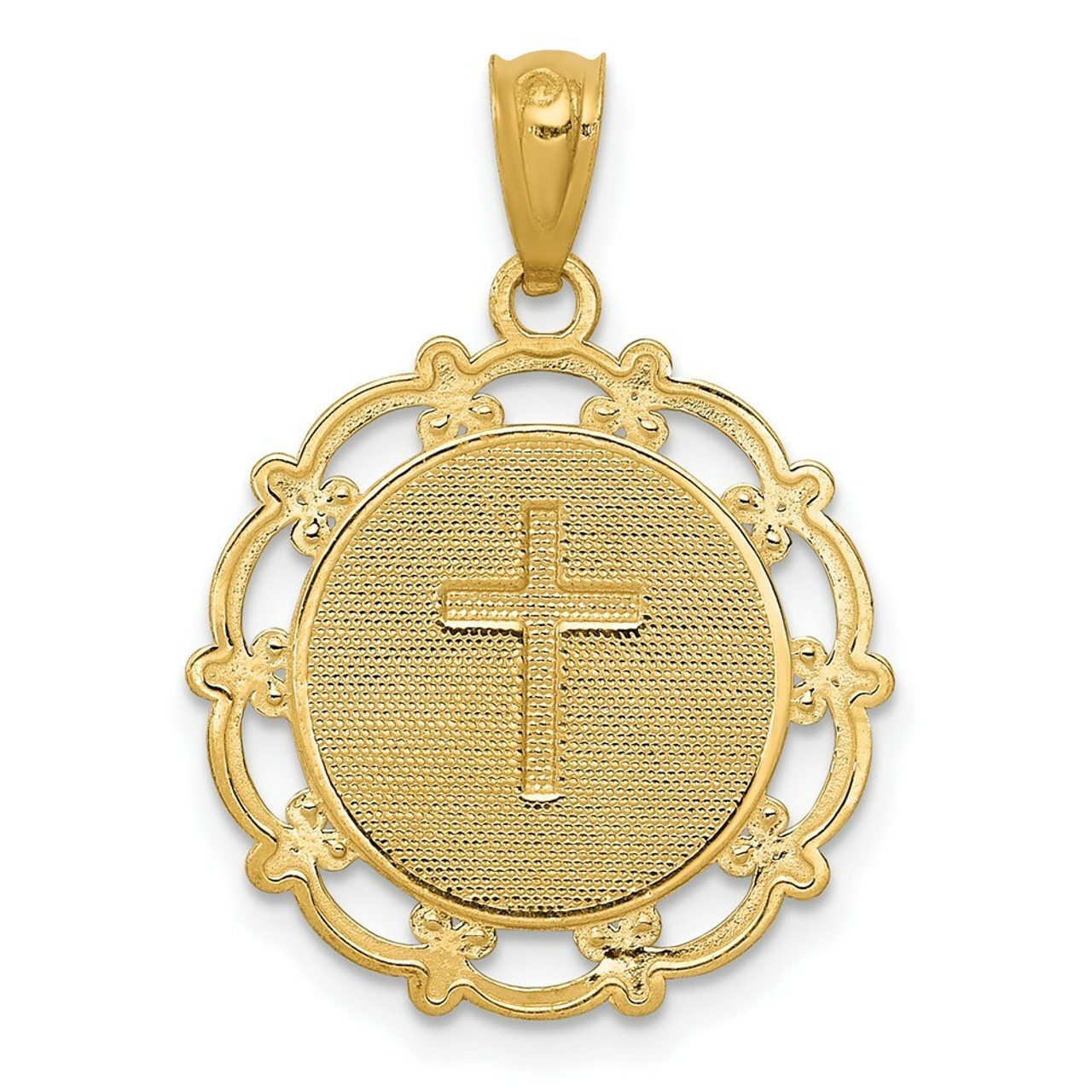 14K Yellow Gold Yellow Gold Rhodium Plated Baptism Pendant - (A83-616)