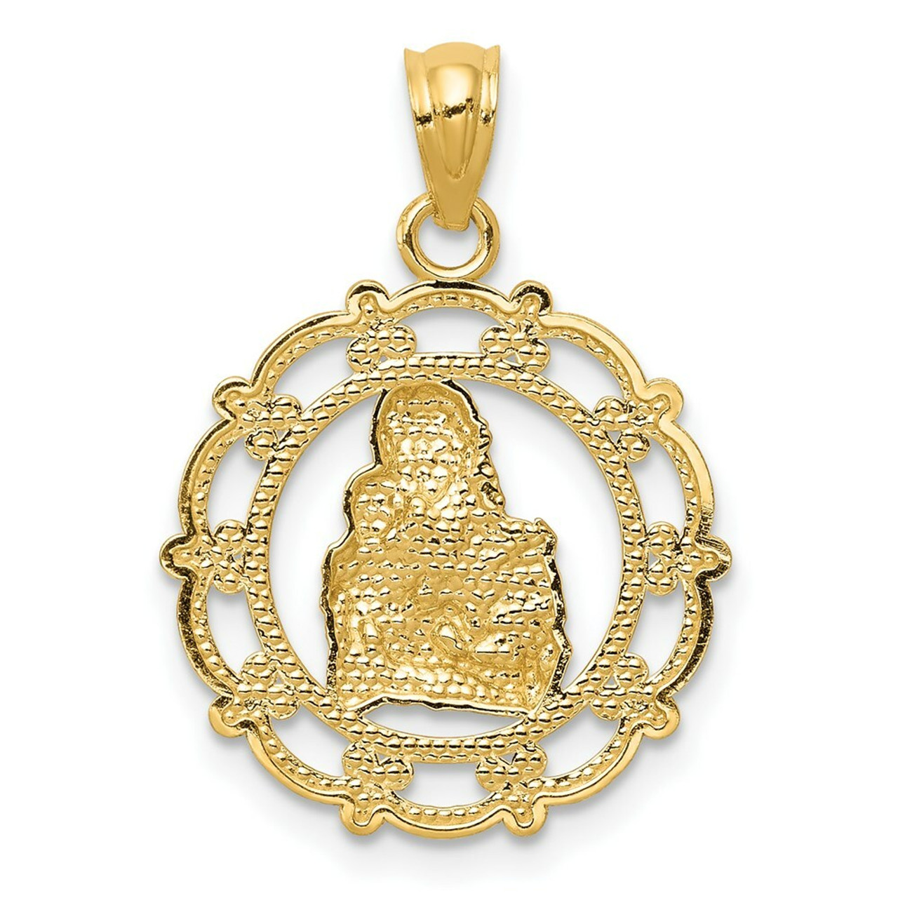14K Yellow Gold w/Rhodium Mother Holding Baby Pendant - (A83-623)