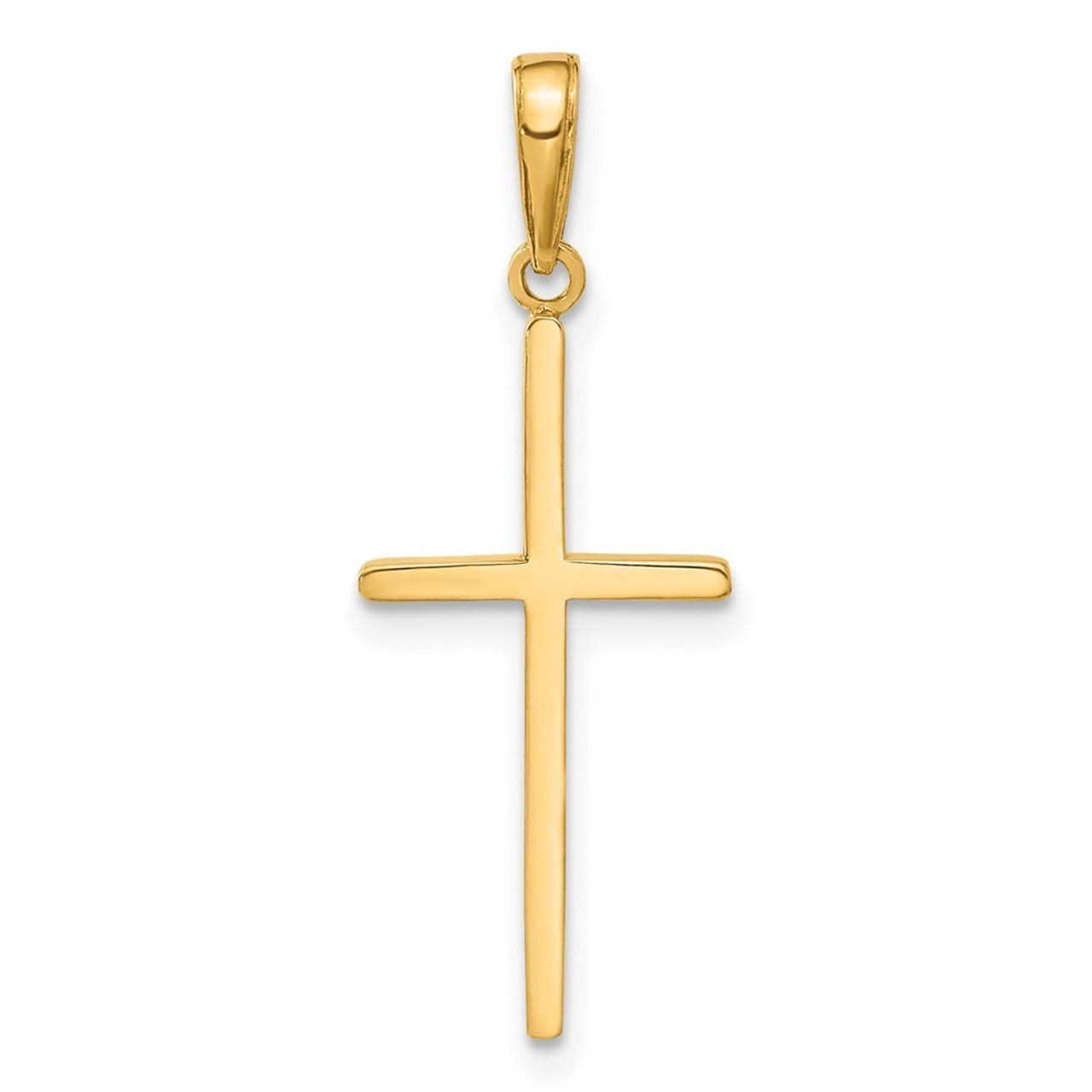 14K Yellow Gold Polished Cross Pendant 32mm length - (A83-639)
