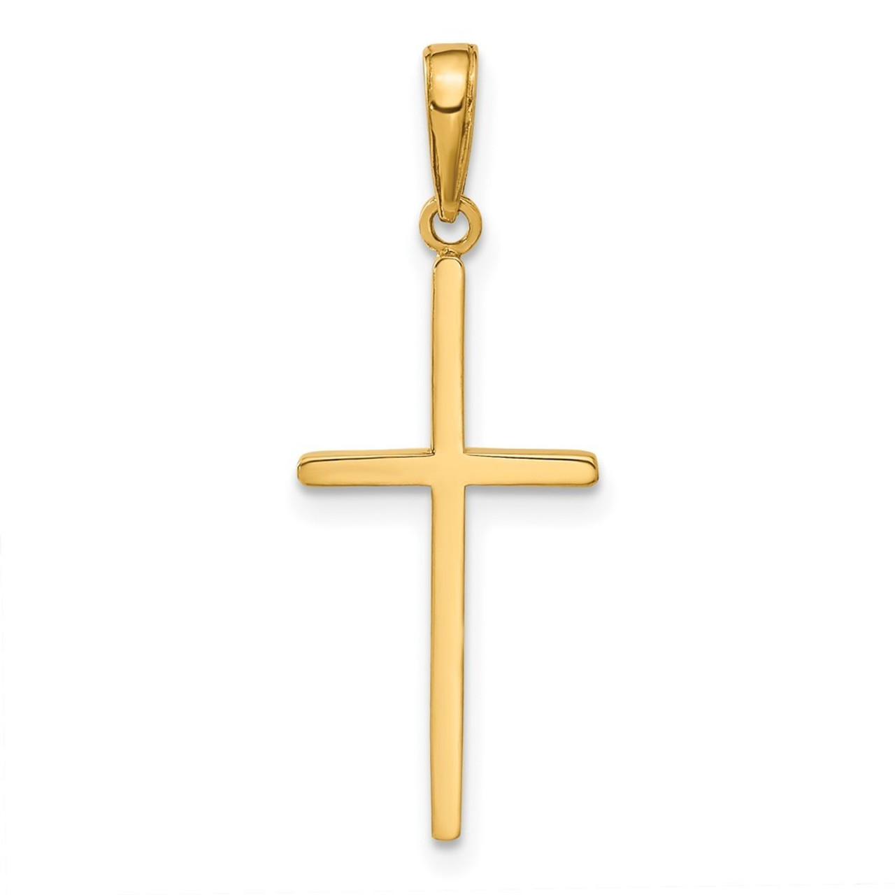 14K Yellow Gold Polished Cross Pendant 32mm length - (A83-639)