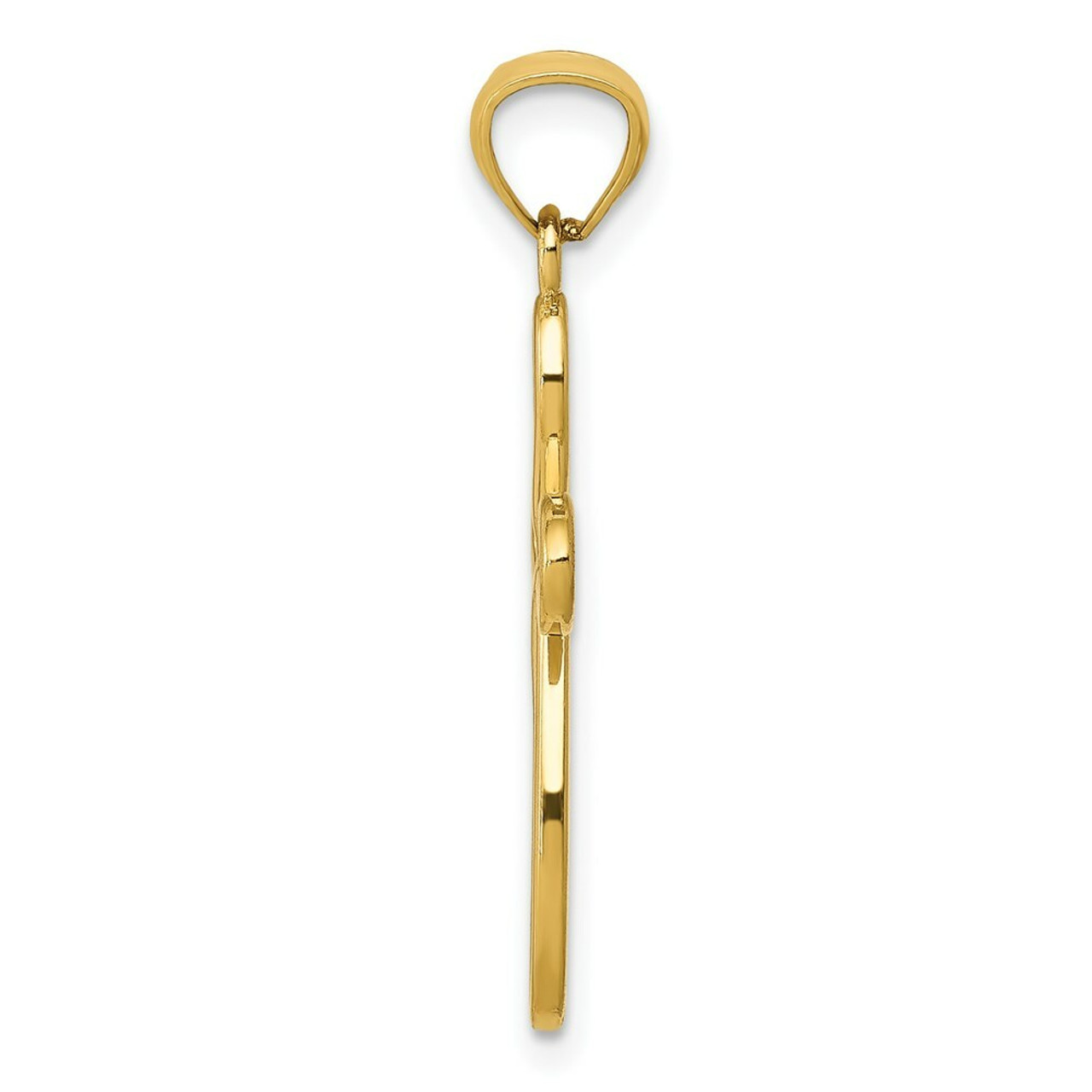 14K Yellow Gold Yellow Gold Ribbon Cross Pendant - (A83-674)