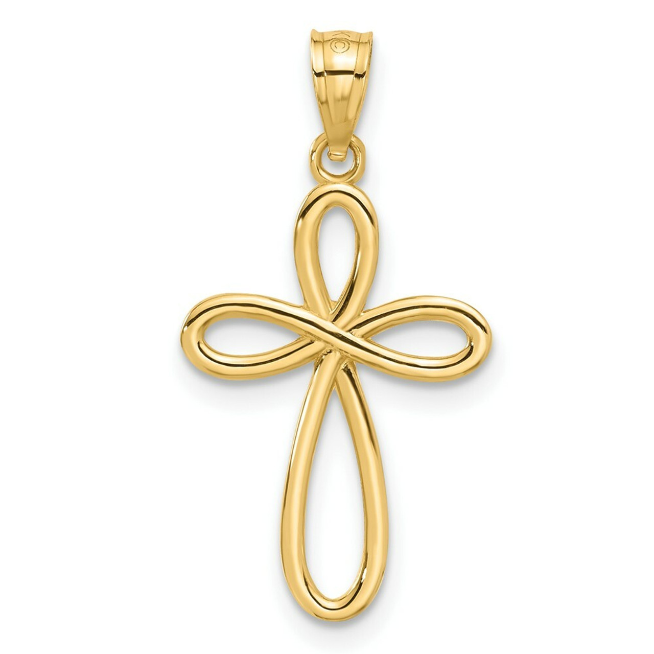 14K Yellow Gold Yellow Gold Ribbon Cross Pendant - (A83-674)