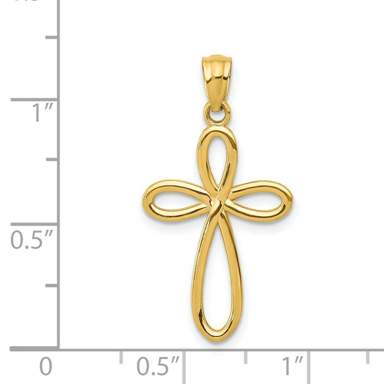 14K Yellow Gold Yellow Gold Ribbon Cross Pendant - (A83-674)