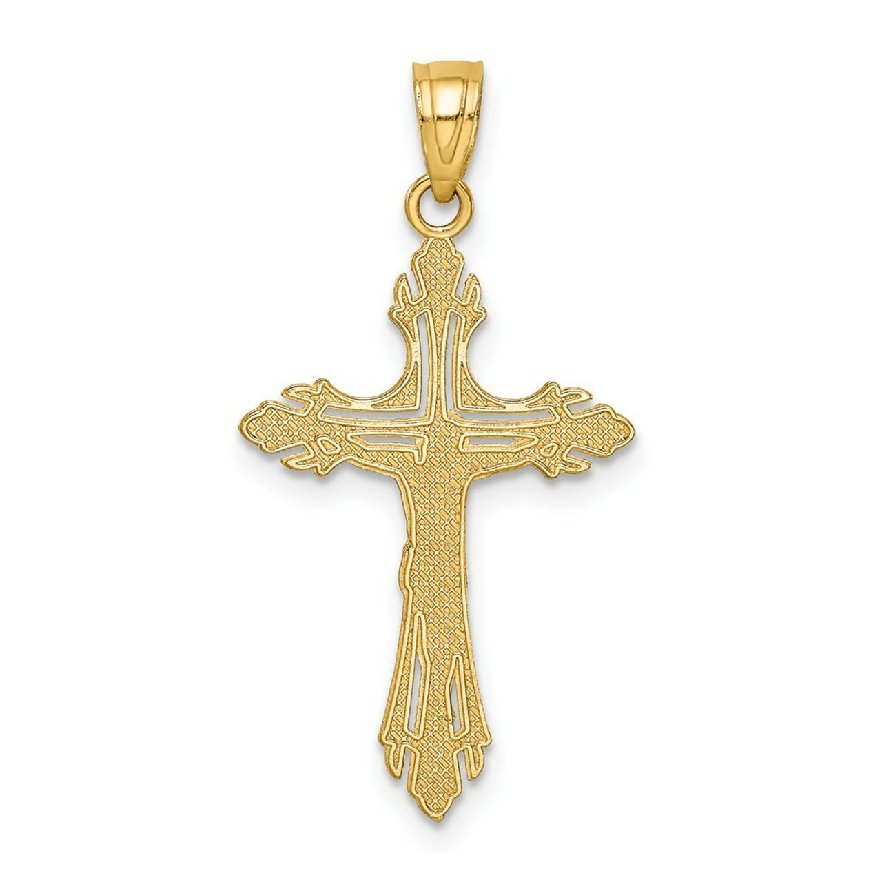 14K Yellow Gold Diamond-cut Crucifix Pendant 32mm length - (A83-676)