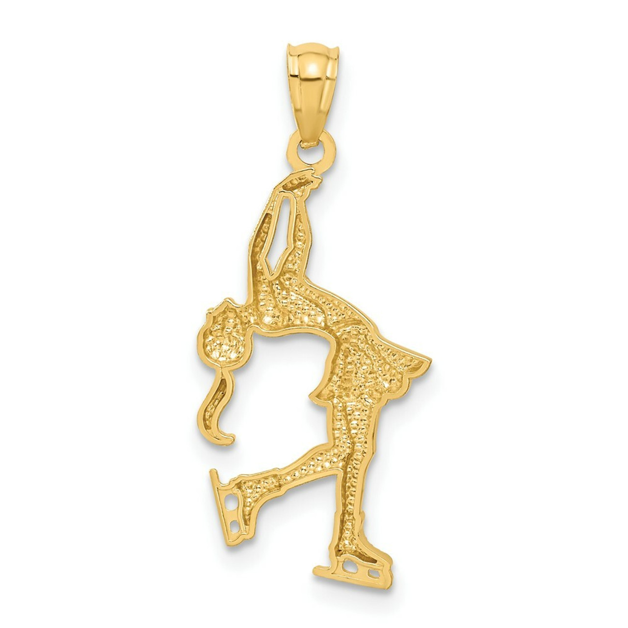 14K Yellow Gold Yellow Gold Rhodium Plated Ice Skater Pendant - (A83-733)