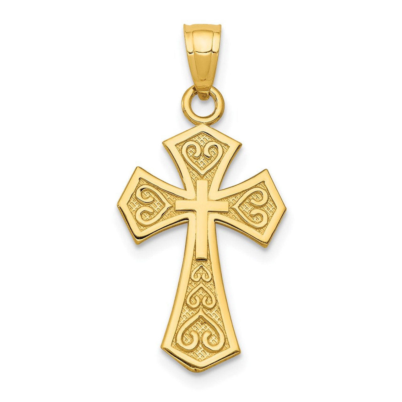 14K Yellow Gold Reversible Passion Cross Pendant - (A83-846) - Roy