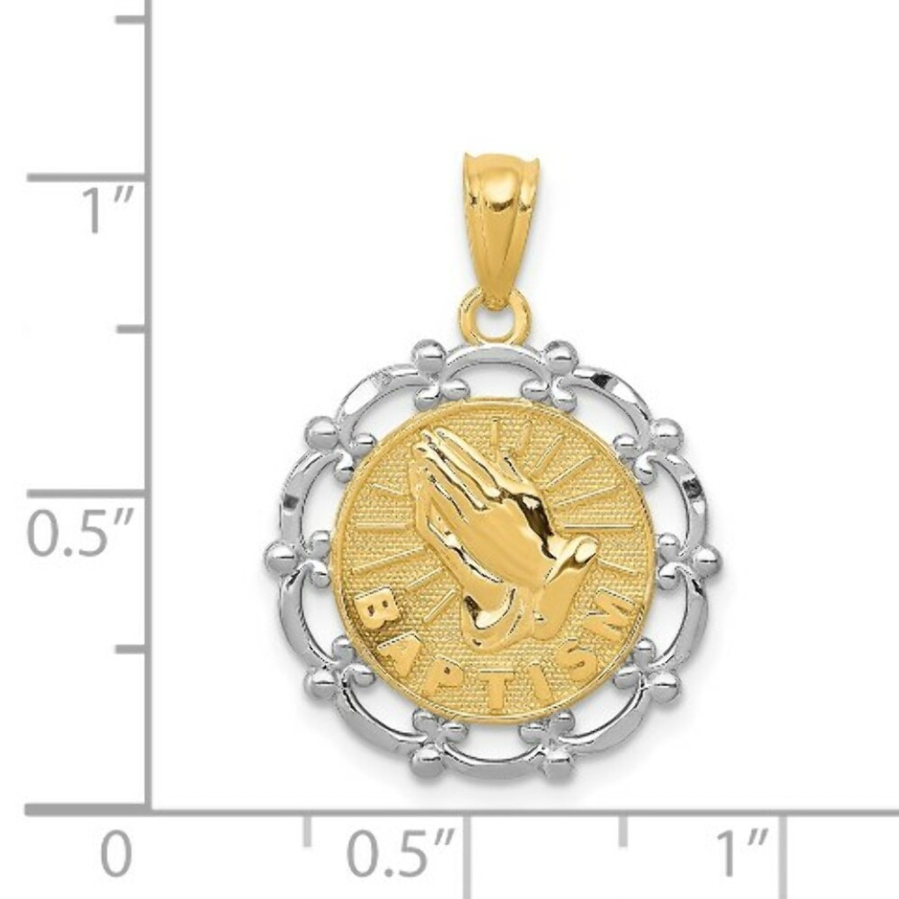 14K Yellow Gold Yellow Gold Rhodium Plated Baptism Pendant - (A83-875)