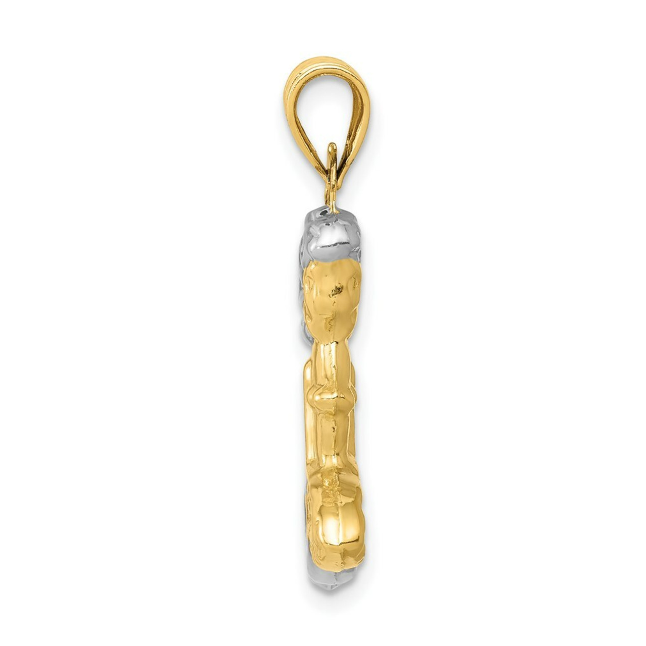 14K Yellow Gold & White Rhodium 3-D Mermaid Pendant - (A83-977)