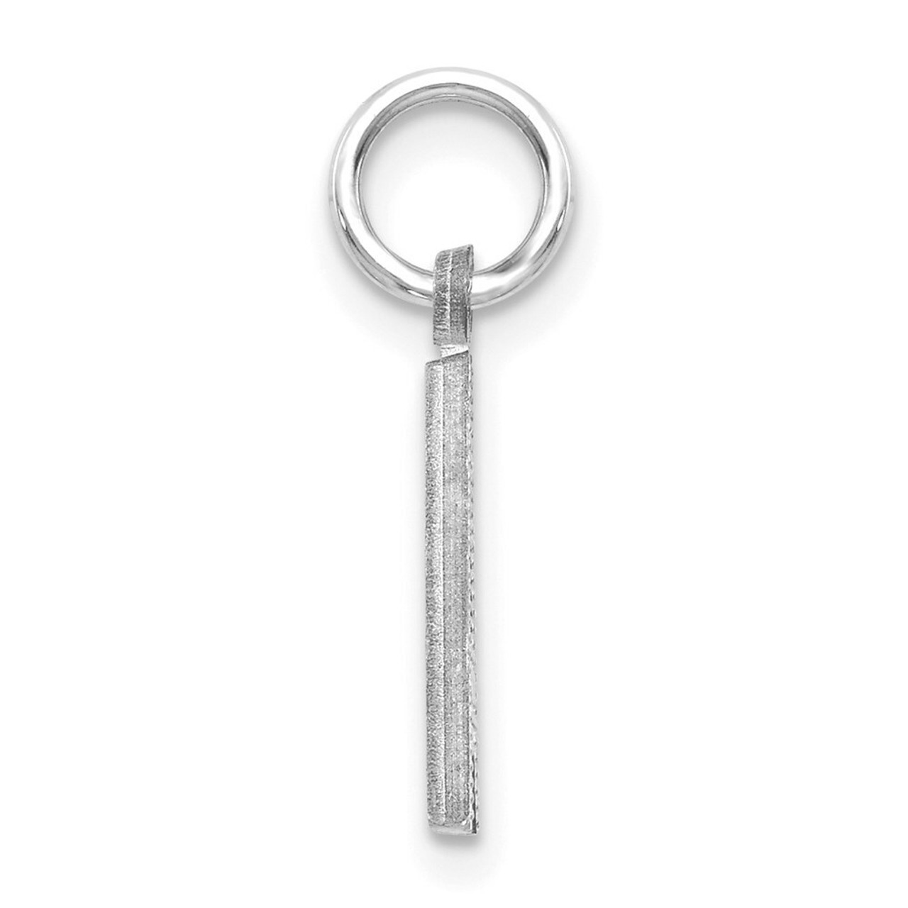 14K White Gold Satin Solid Diamond-cut Initial Letter A Charm - (A84-205)