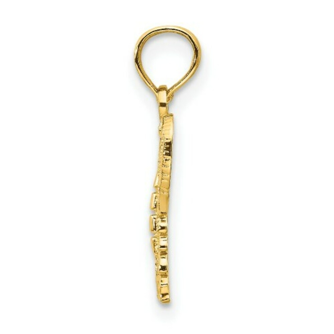14K Yellow Gold Diamond-cut Butterfly Pendant - (A84-303)