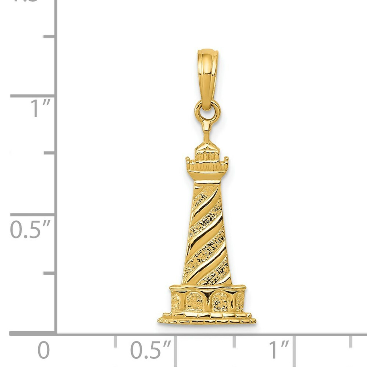 14K Yellow Gold Lighthouse Pendant - (A84-331)