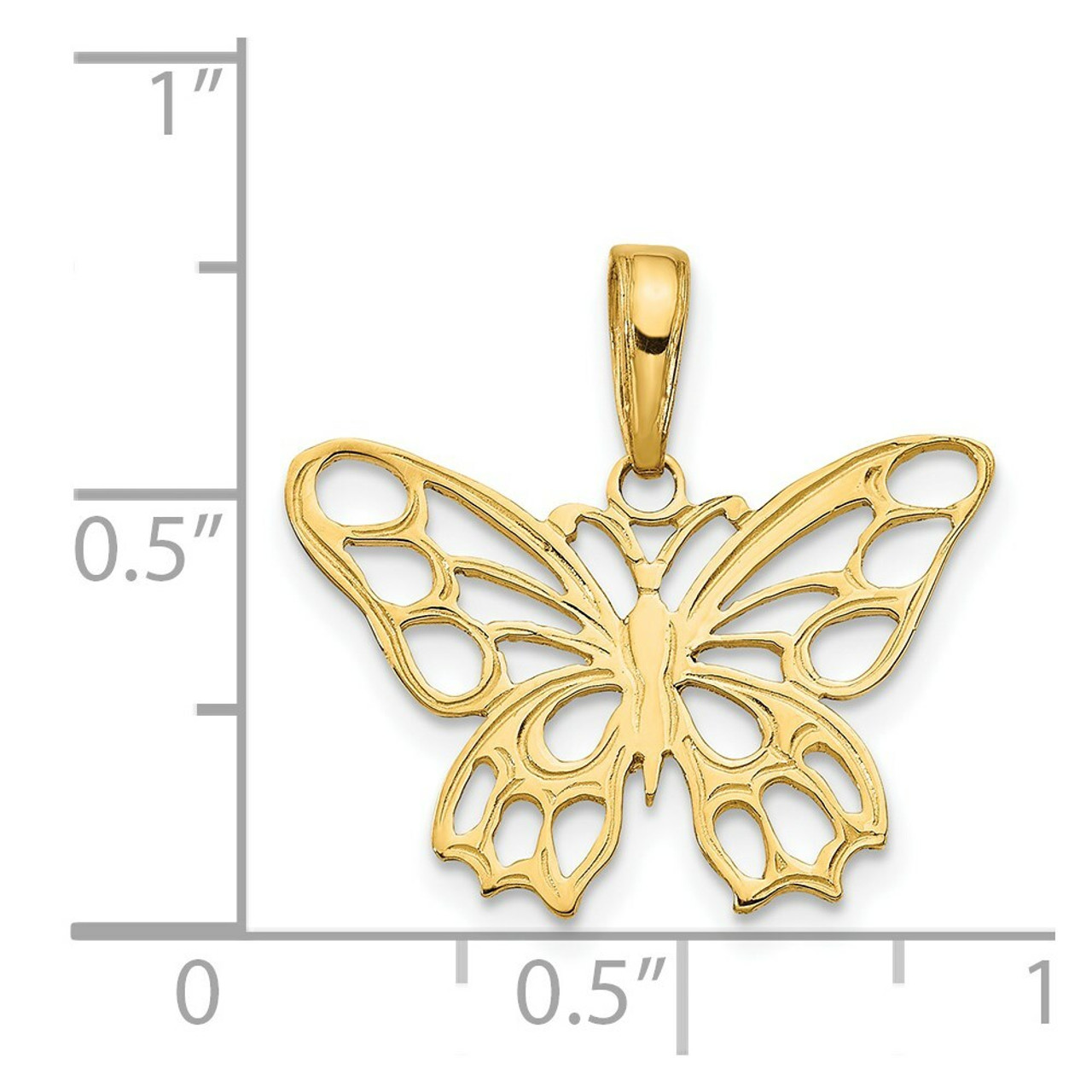 14K Yellow Gold Butterfly Cutout Pendant - (A84-418)