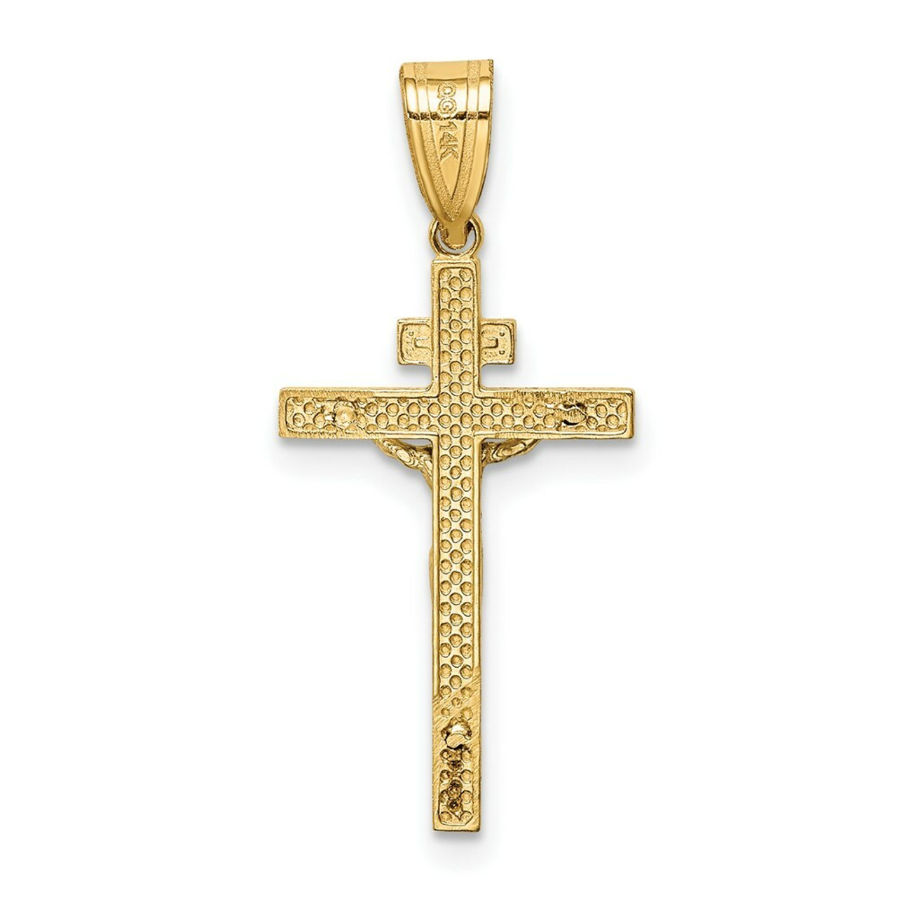 14K Two-tone Gold INRI Crucifix Pendant 30mm length - (A84-544)