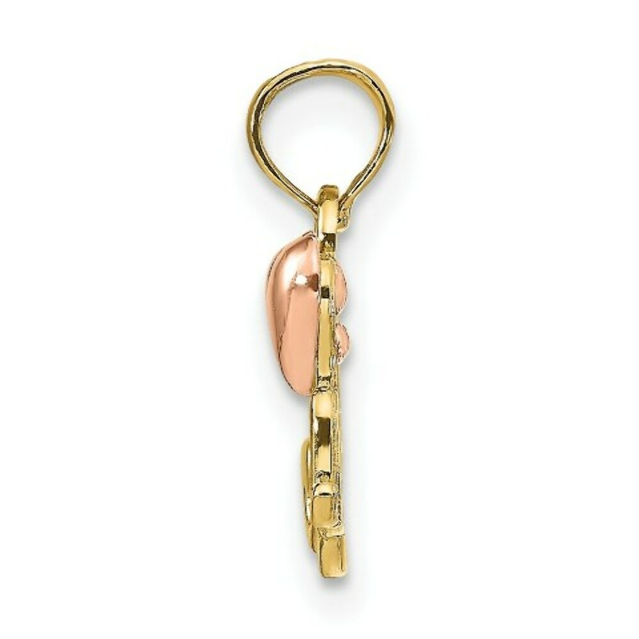 14K Two-tone Gold Polished Mom with Heart Pendant - (A84-748)