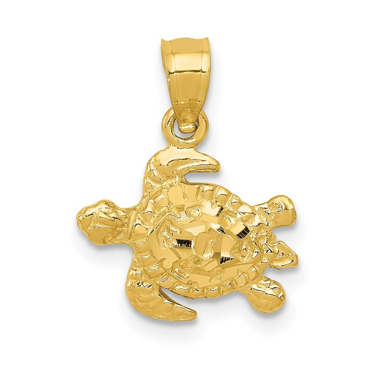 14K Yellow Gold Turtle Pendant - (A85-397)