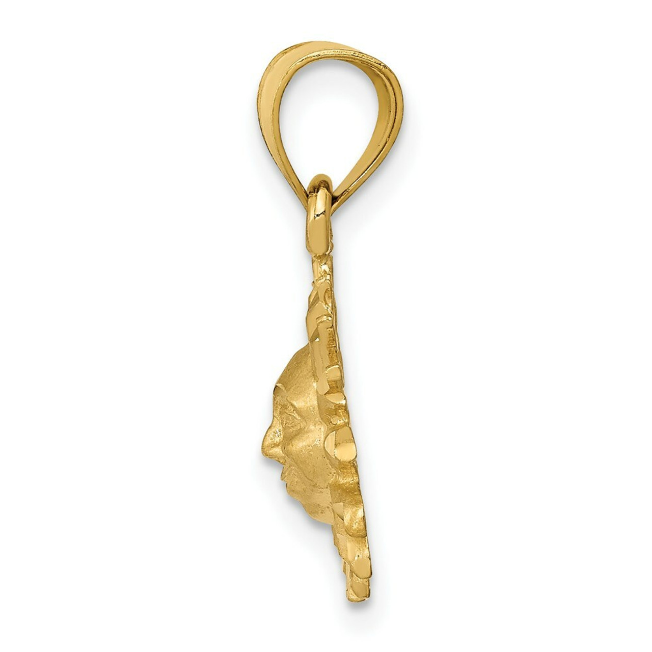 14k Yellow Gold Satin Diamond-cut Sun Pendant - (A85-687)