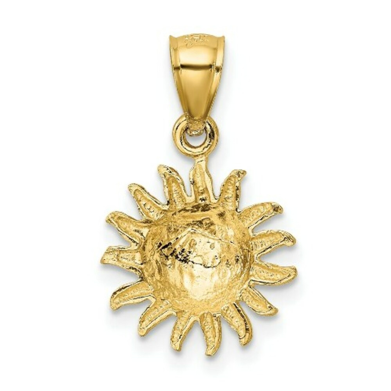 14k Yellow Gold Satin Diamond-cut Sun Pendant - (A85-687)
