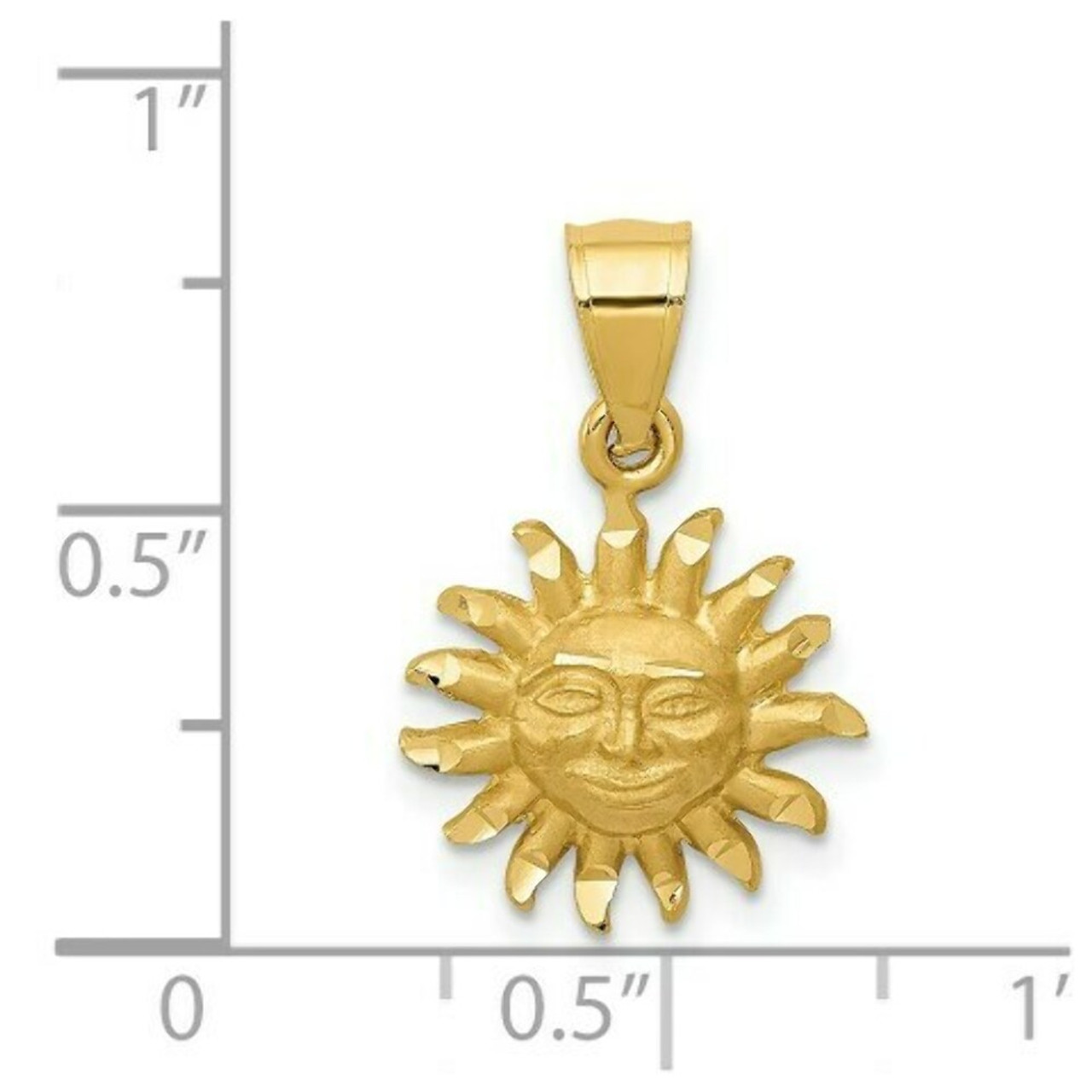 14k Yellow Gold Satin Diamond-cut Sun Pendant - (A85-687)