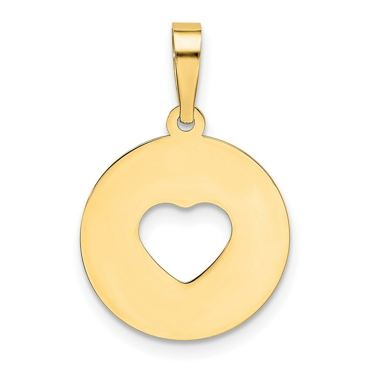 14k Yellow Gold Polished Cutout Heart Pendant - (A86-112)
