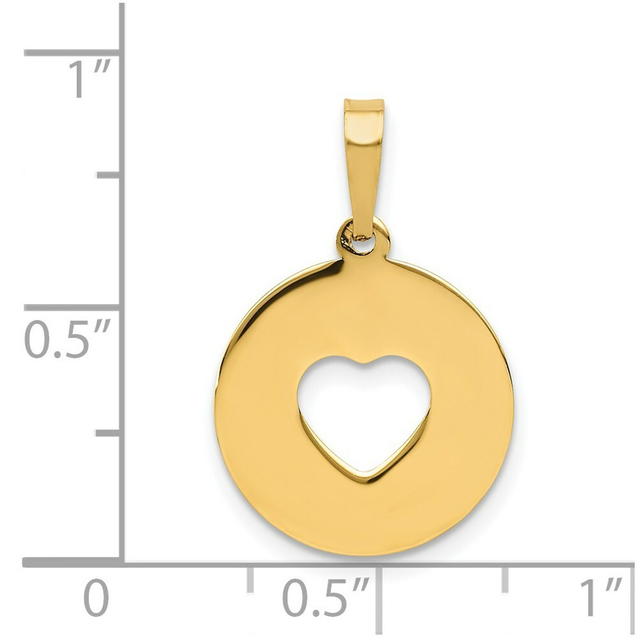 14k Yellow Gold Polished Cutout Heart Pendant - (A86-112)