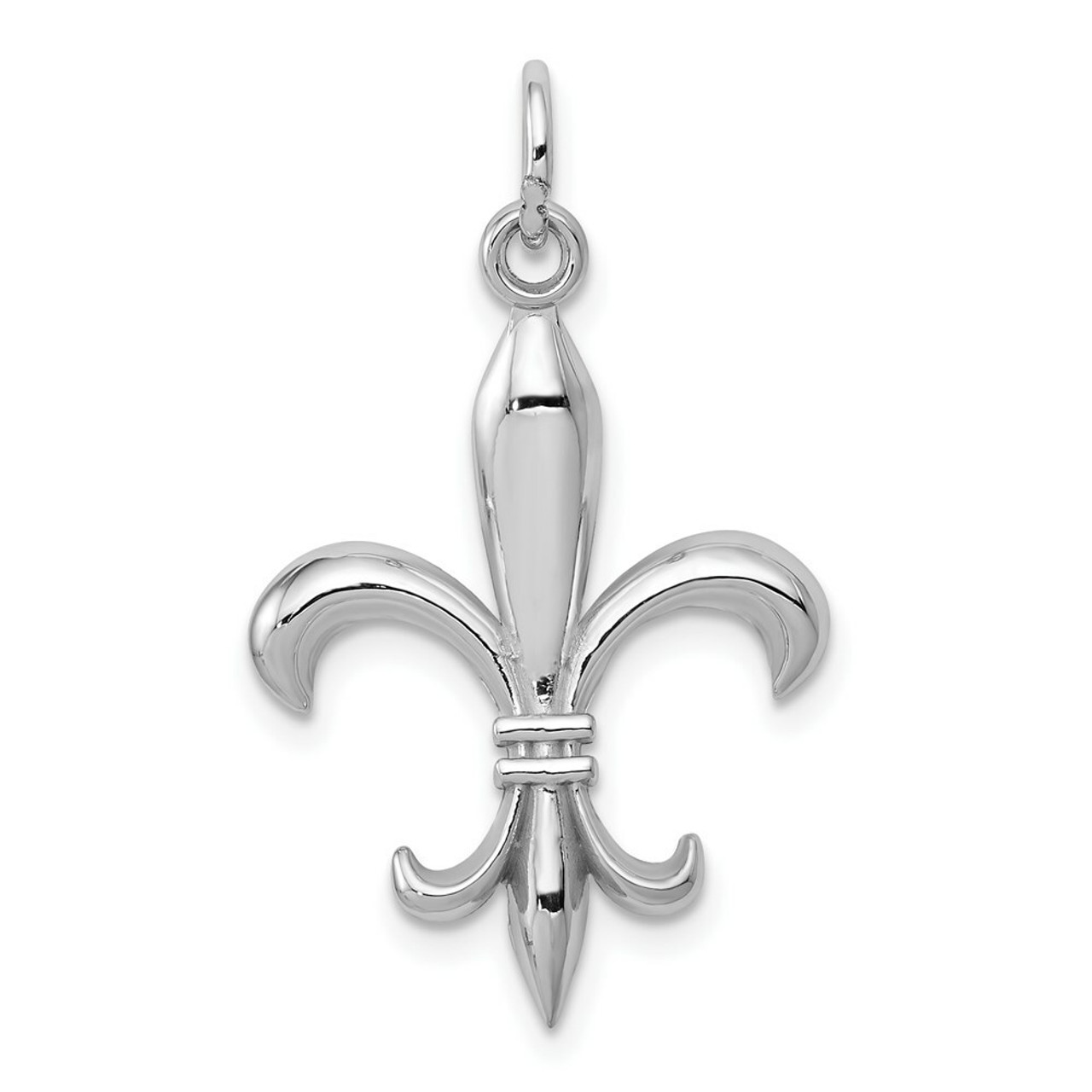 14K White Gold Polished Fleur De Lis Charm - (A86-250)