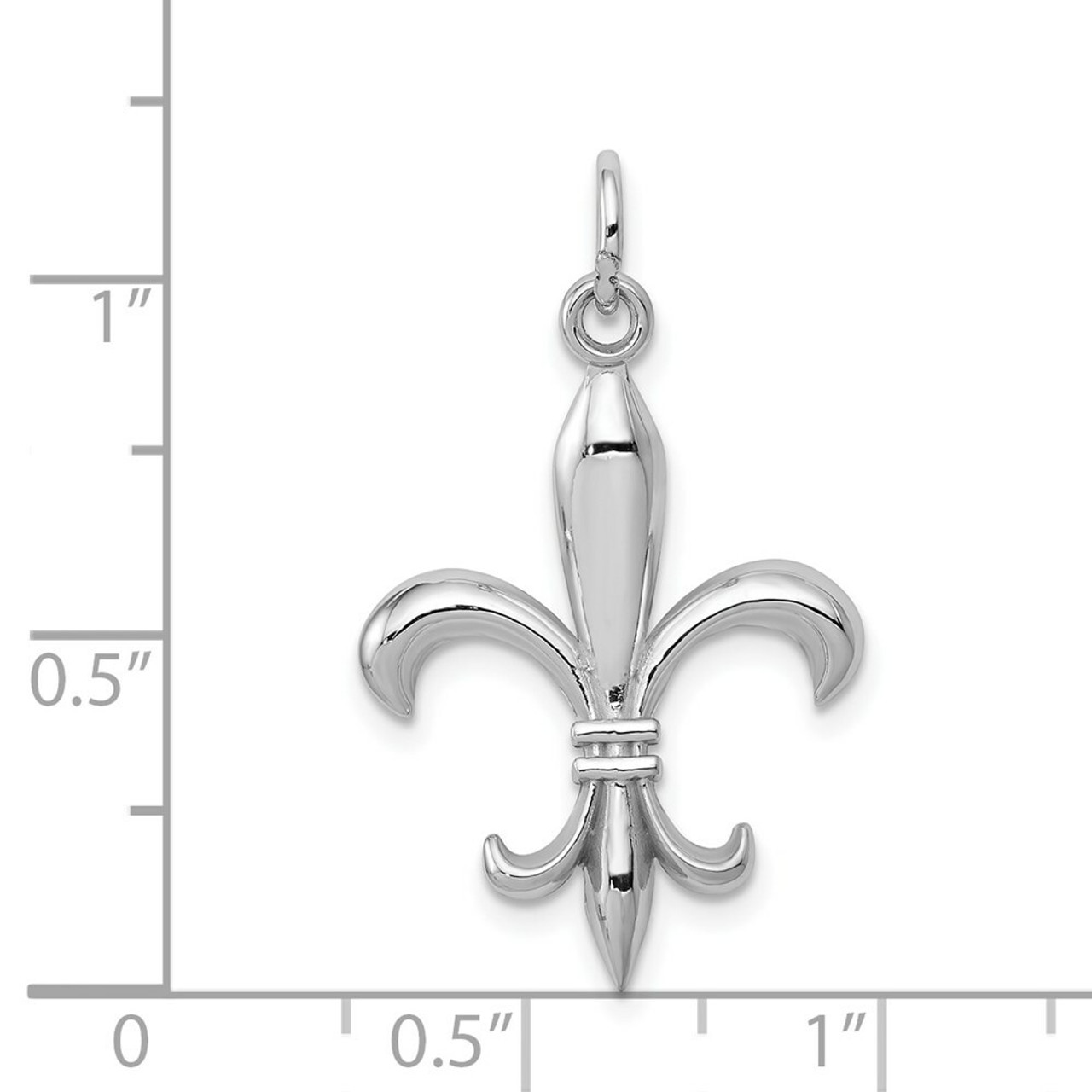 14K White Gold Polished Fleur De Lis Charm - (A86-250)